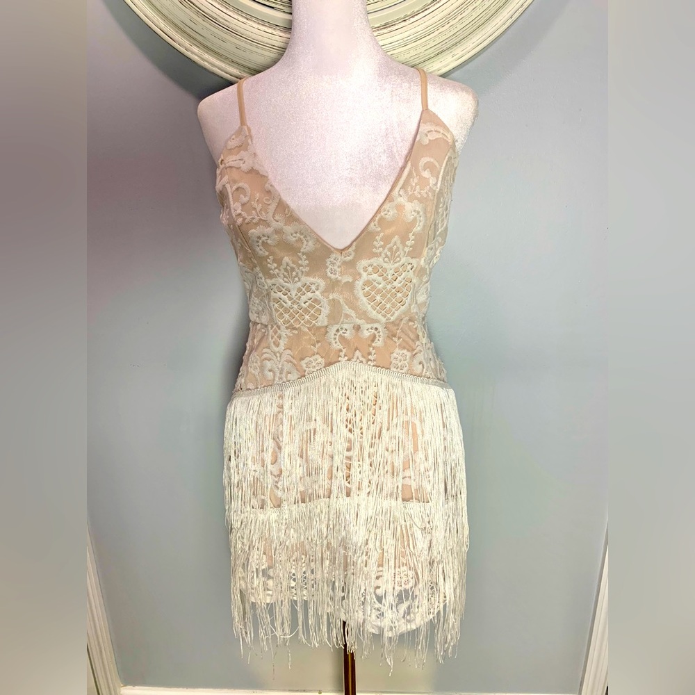 Missguided Dress Embroidered Tassel Detail Bodycon Dress Sz 6 - Gatesby Flapper